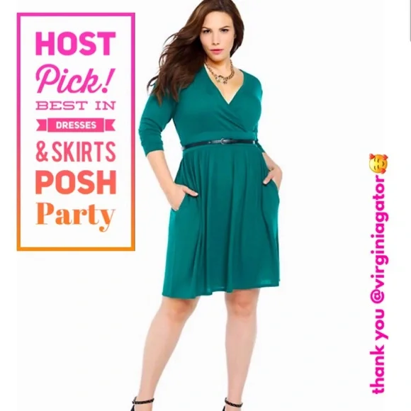 Torrid Lace Back Belted Teal Green Knit Dress - Picture 1 of 10